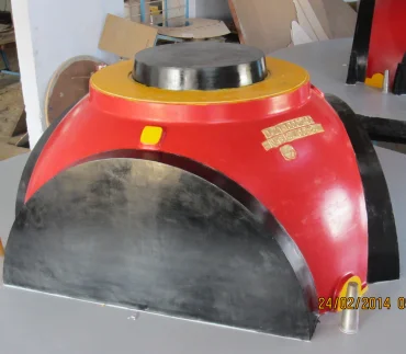 A red and black O-series crusher produced in a foundry pattern manufacturing plant for use in various applications