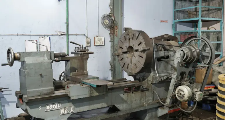 A collection of tools within a machine shop,illustrating comprehensive equipment available for machining operations.